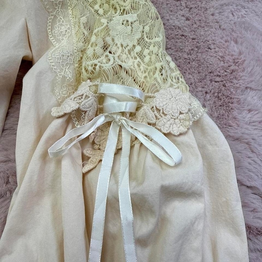 Axes Femme Lace Blouse Buttercream Himekaji Coquette Top Womens M - Picture 4 of 8